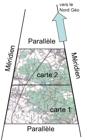 les cartes ('sérieuses) sont
généralement délimitées
par des parallèles
et des méridiens